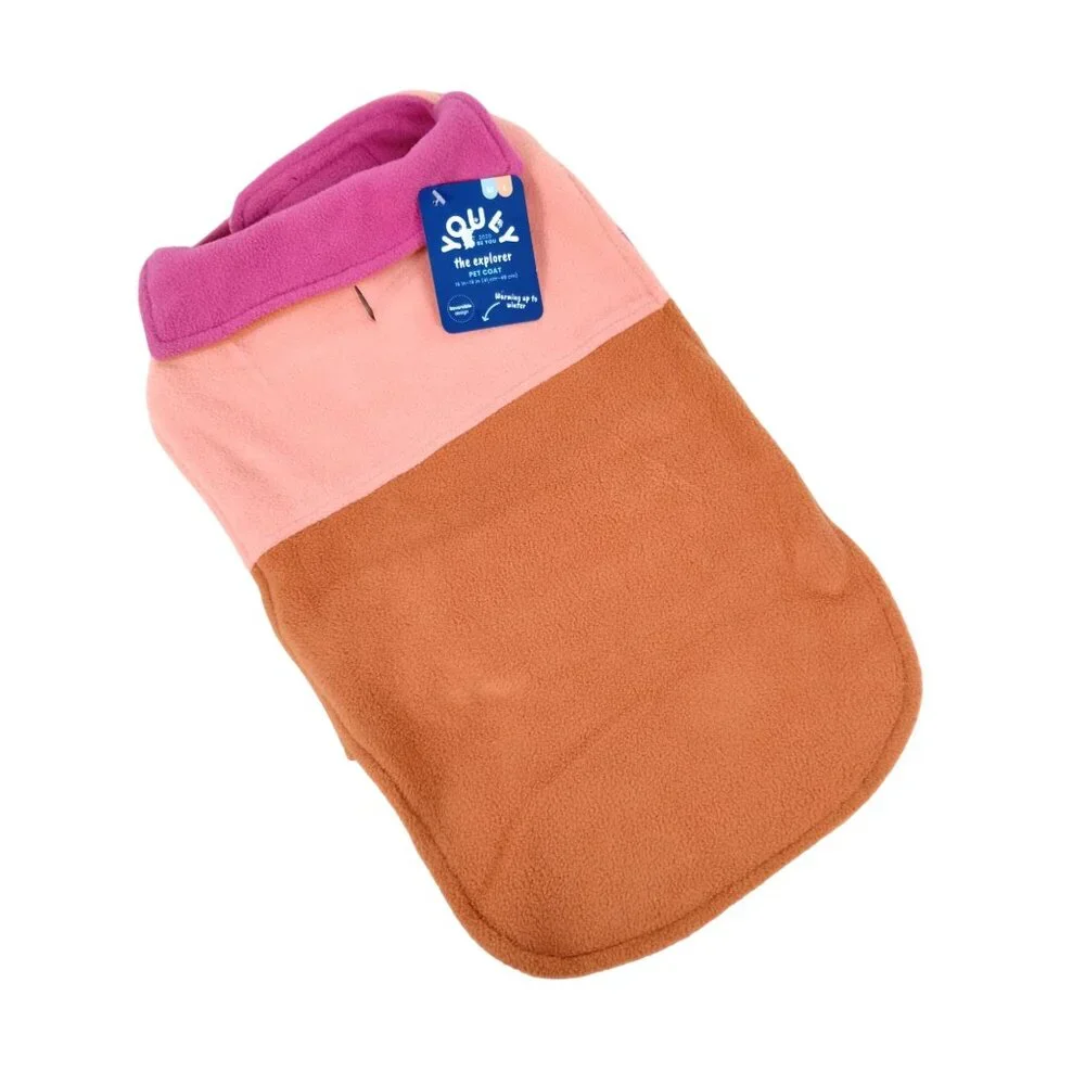 Reversible Pink and Orange Youly Explorer Pet Coat for Medium to Large Dogs
